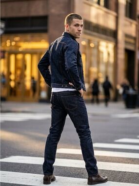 The Kooples Paris Men's Dark Blue Slim Fit Jeans - Modern Stretch Denim 27x34